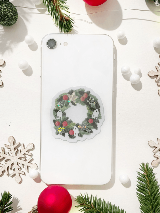 Sticker "Couronne de Noël" pailleté