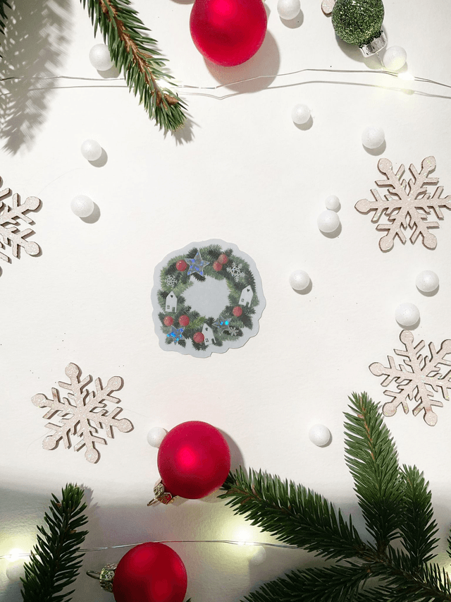 Sticker "Couronne de Noël" pailleté