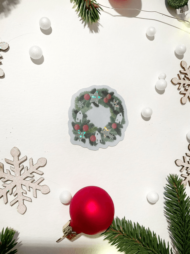 Sticker "Couronne de Noël" pailleté