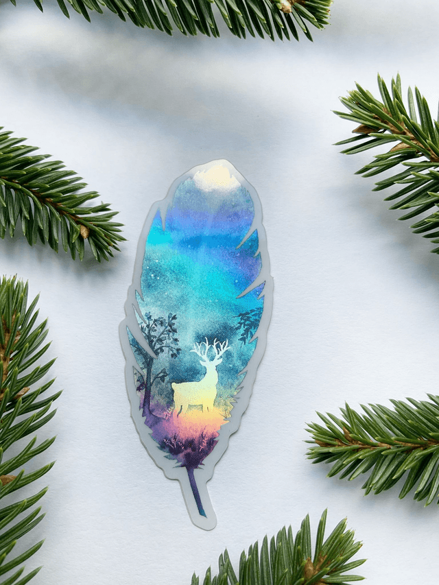Sticker &quot;Plume&quot; holographique