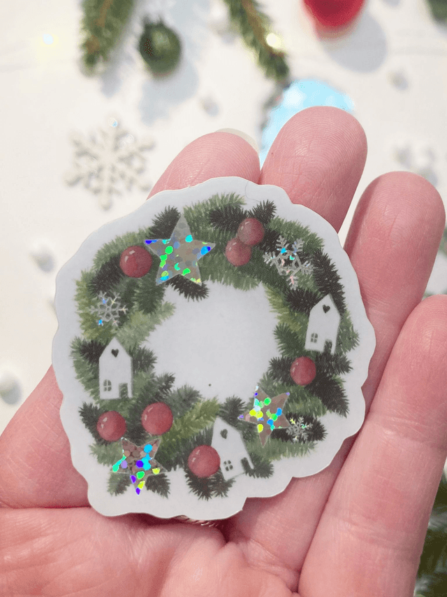 Sticker &quot;Couronne de Noël&quot; pailleté